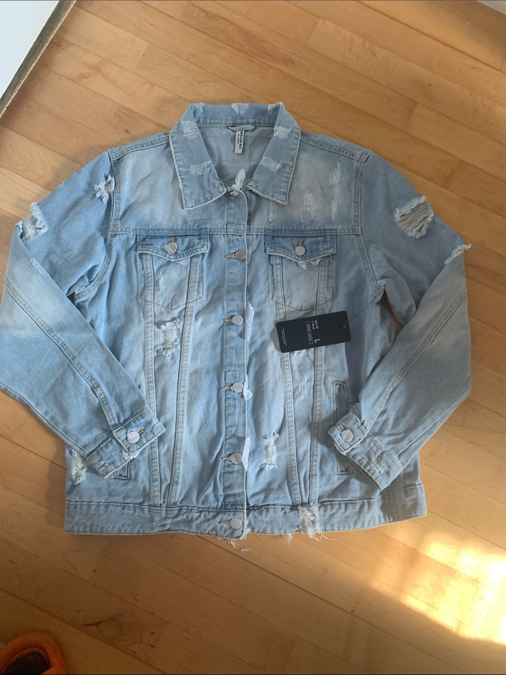 American Bazi Light Blue Distressed Denim Jacket